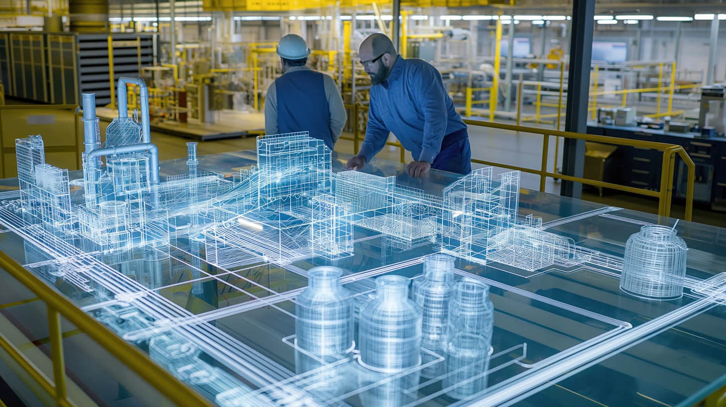A person looking at AR map of a plant
